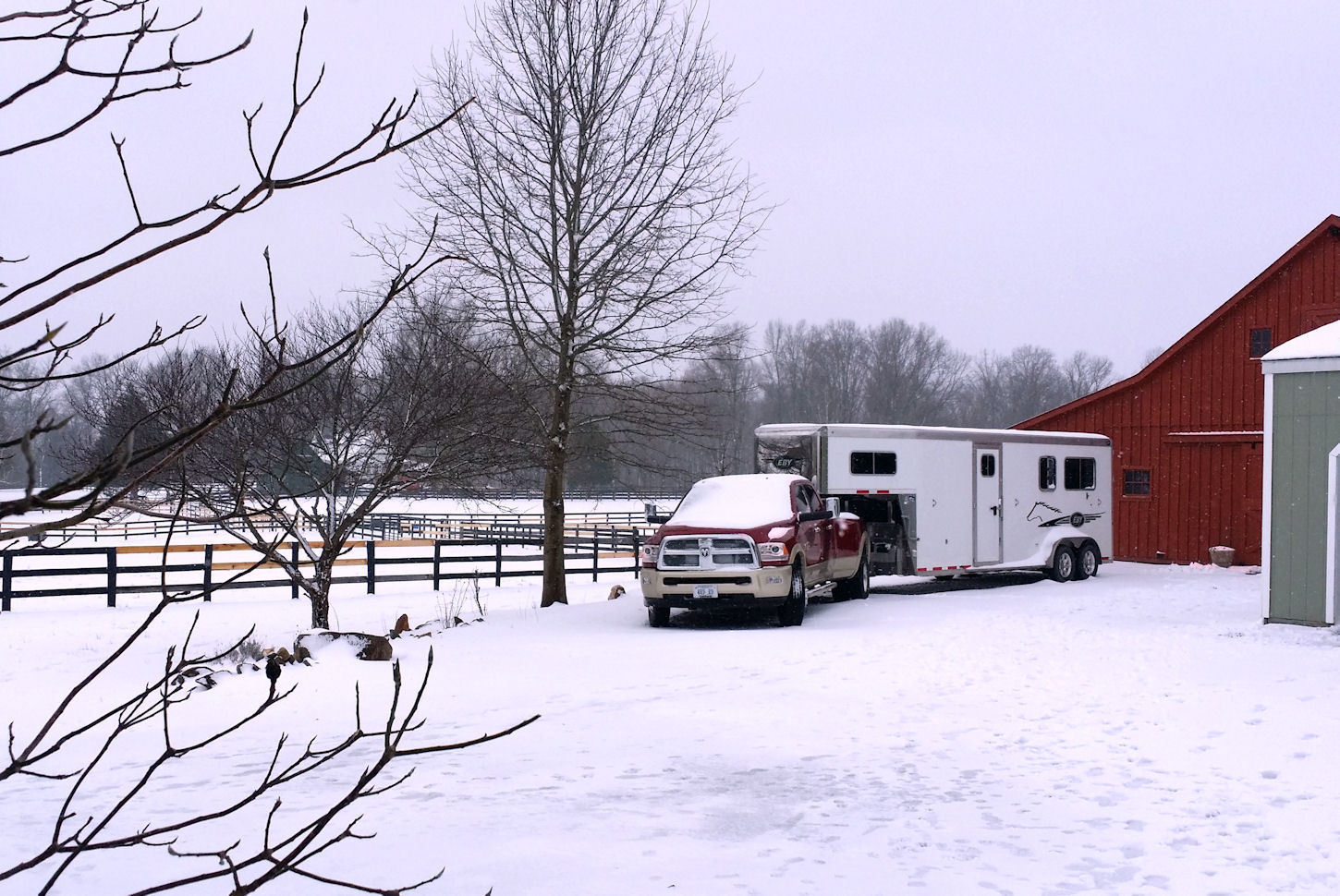 Truck and Barn in winter